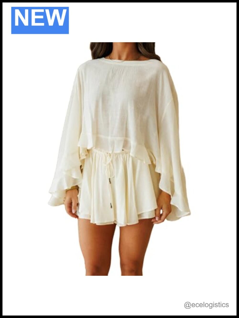 Women's 2 Piece Skirt Set Ruffle Top & Mini Skirt Polyester Casual Vacation